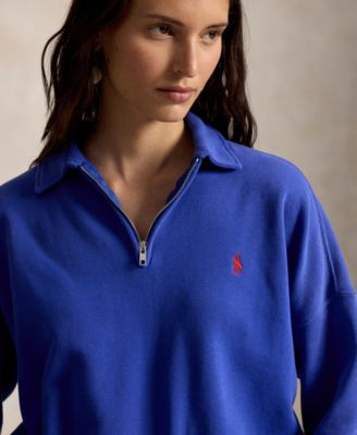 Women's Spread Collar Long-Sleeve Quarter-Zip Sweatshirt