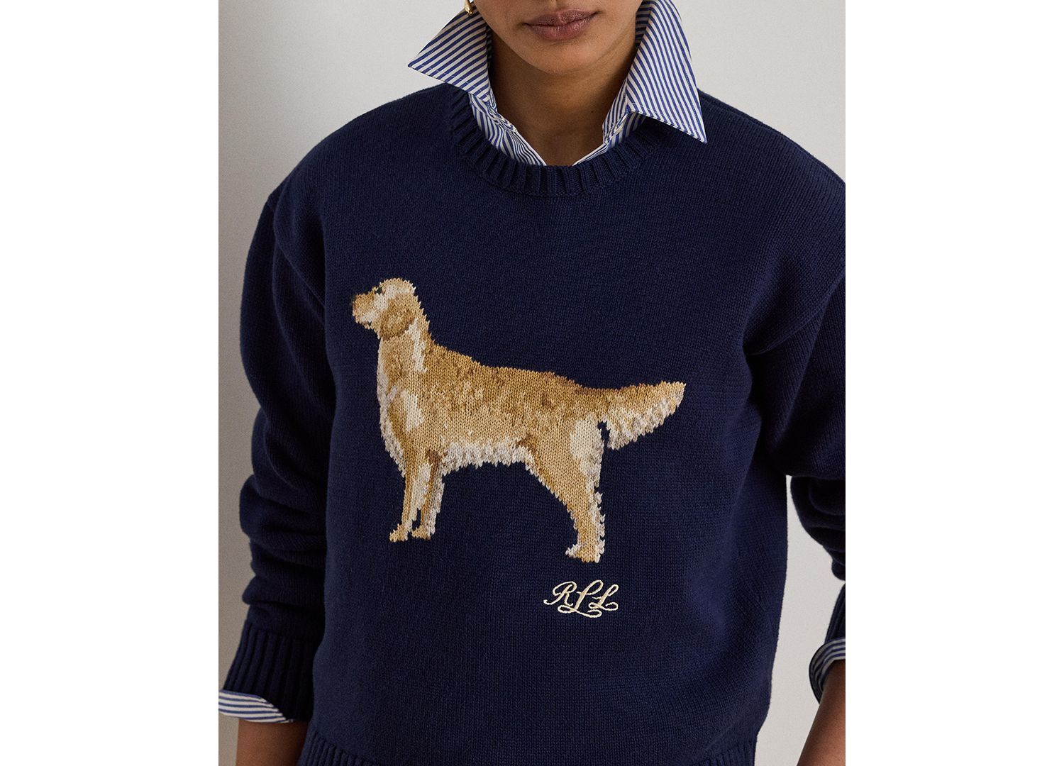 Petite Intarsia-Knit Crewneck Sweater