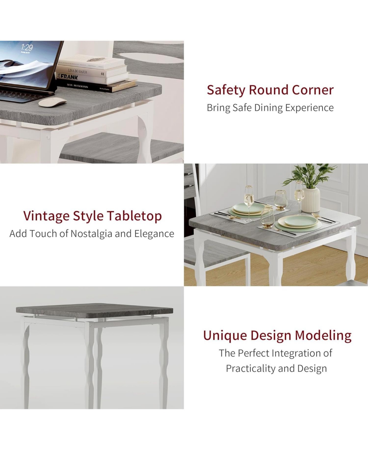 gaomon Dining Table Set for 2 Dining Table and Chairs Set of 2 3 Piece Dining Table Set with Spiral Table Legs for Small Spaces Kitchen Apartment