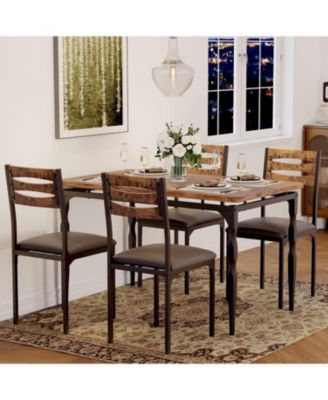 5 Piece Dining Table Set Industrial Style Dining Table and Chairs Set for 4 Kitchen Table Set for Dining Room Kitchen Apartment