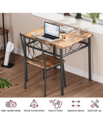 Dining Table Set for 2 Kitchen Table and Chairs for 2 Square Dining Room Table Set with 2 Metal and Wood Chairs Kitchen Table Set for Apartment