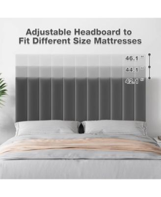 Size Fabric Upholstered Headboard Bed Frame, Adjustable Headboard and Wooden Slats Support with Under Space, Fully Upholstered Mattress