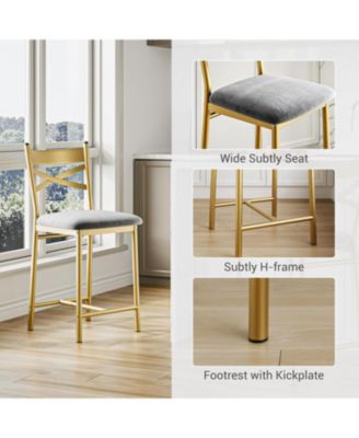 Bar Stools Set of 4 Kitchen Barstools with Footrest and Back PU Leather Counter Height Bar Stools with Footrest Bar Charis