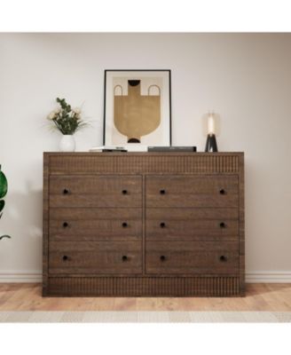 6 Drawer Dresser for Bedroom, 47" Wide Wooden Chest of Drawers, Fluted Storage Organizer for Living Room
