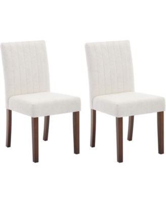 Parsons Button Tufted Dining Chairs Set of 2, Upholstered Fabric Chairs with Wood Legs and Padded Seats for Dining Room