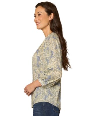 Women's Printed Blouson-Sleeve Top