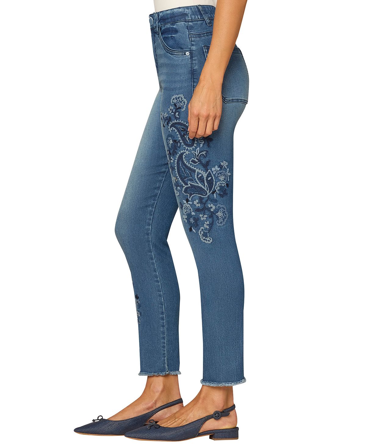 Democracy Women's "Ab"Solution Seamless Paisley Embroidery Jeans view 2 — MAYCSS fashion products