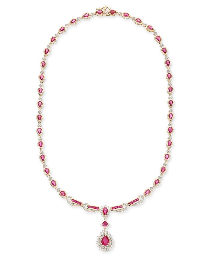 Macy's Ruby (13 ct. t.w.) and Diamond (1-1/5 ct. t.w.) Collar Necklace ...