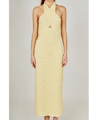 Women's Strechy Halter Neck Midi Dress