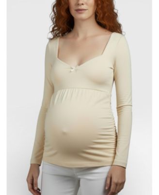 Maternity Motherhood Sweetheart Side-Ruched Long Sleeve Tee - Motherhood