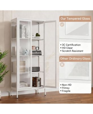 Tempered Glass Sturdy Steel Frame 3-Side Display Cabinet