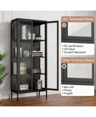 Tempered Glass Sturdy Steel Frame 3-Side Display Cabinet