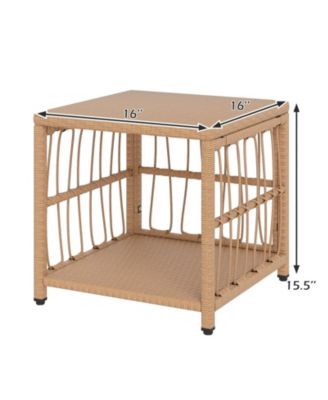 Set of 5 Patio Conversation Set PE Rattan Balcony Furniture Set w/ Cushions