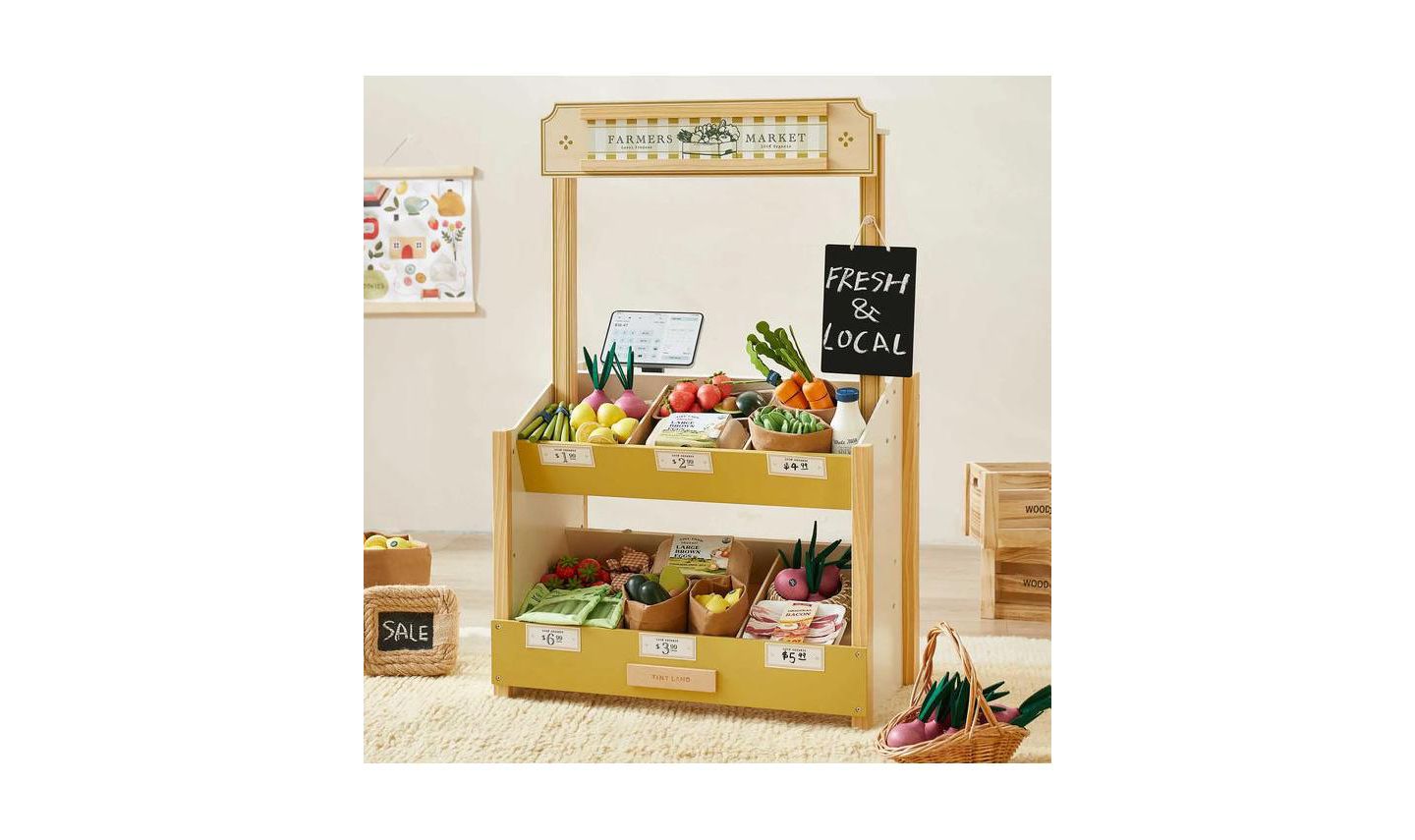 Детский игровой набор Tiny Land Grocery Store Wooden 6-Piece Playset, Ages 3+ — фото 1