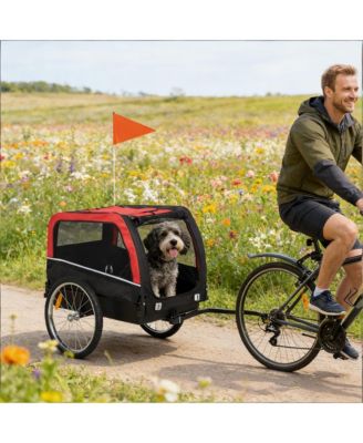 Pet Bike Trailer Carrier for Dogs & Small Animals, Collapsible Pet Stroller Bicycle Attachment