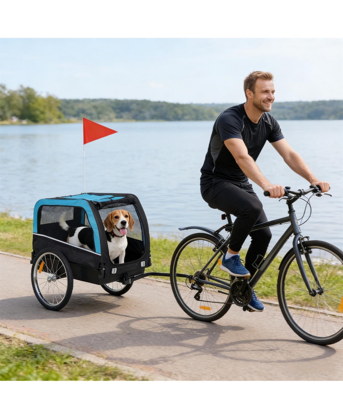 Aostirmotor Pet Bike Trailer Carrier for Dogs & Small Animals, Collapsible Stroller Bicycle Attachment