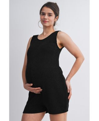 Maternity Ribbed Sleeveless Crewneck Romper
