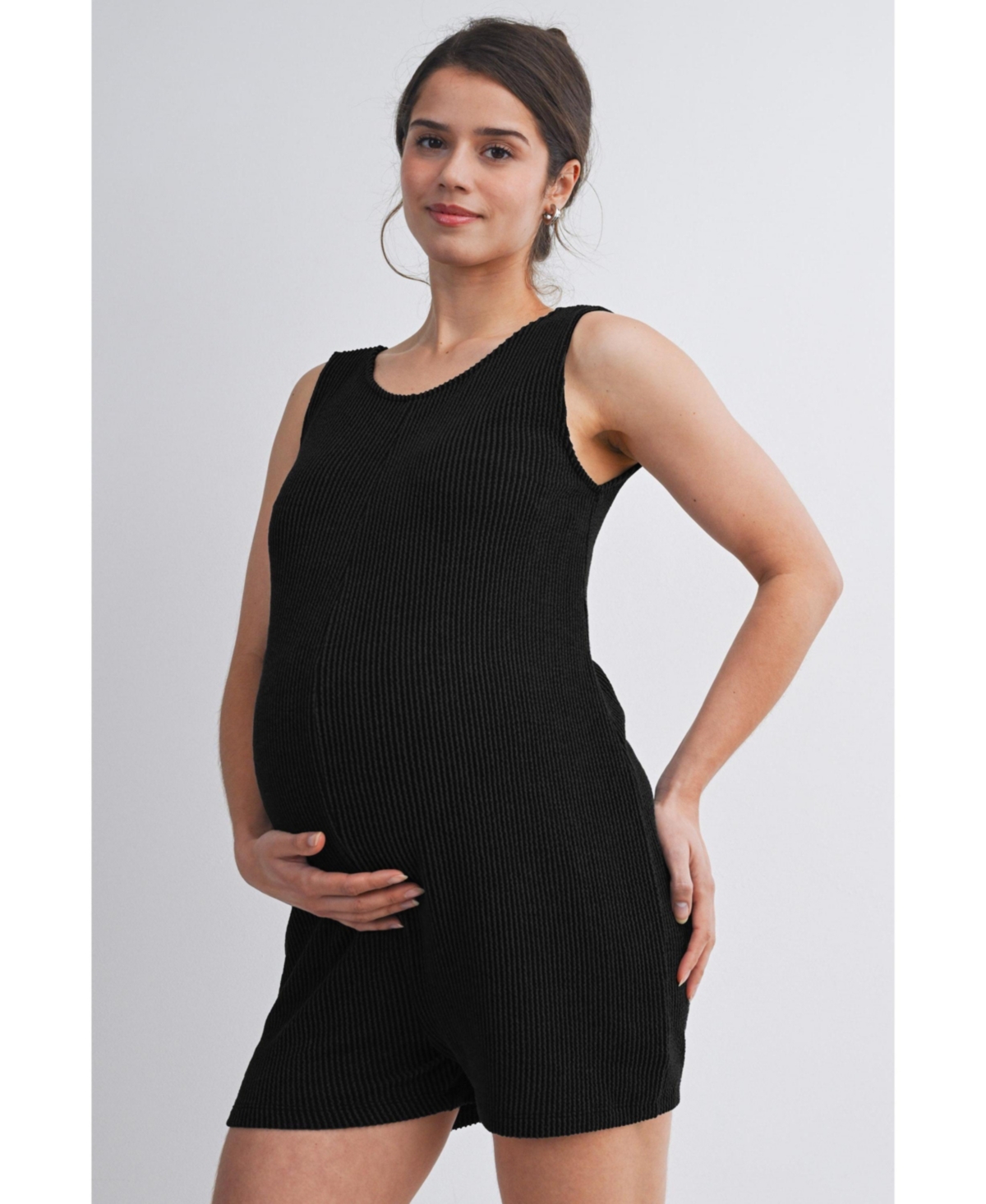 Hello Miz Maternity Ribbed Sleeveless Crewneck Romper