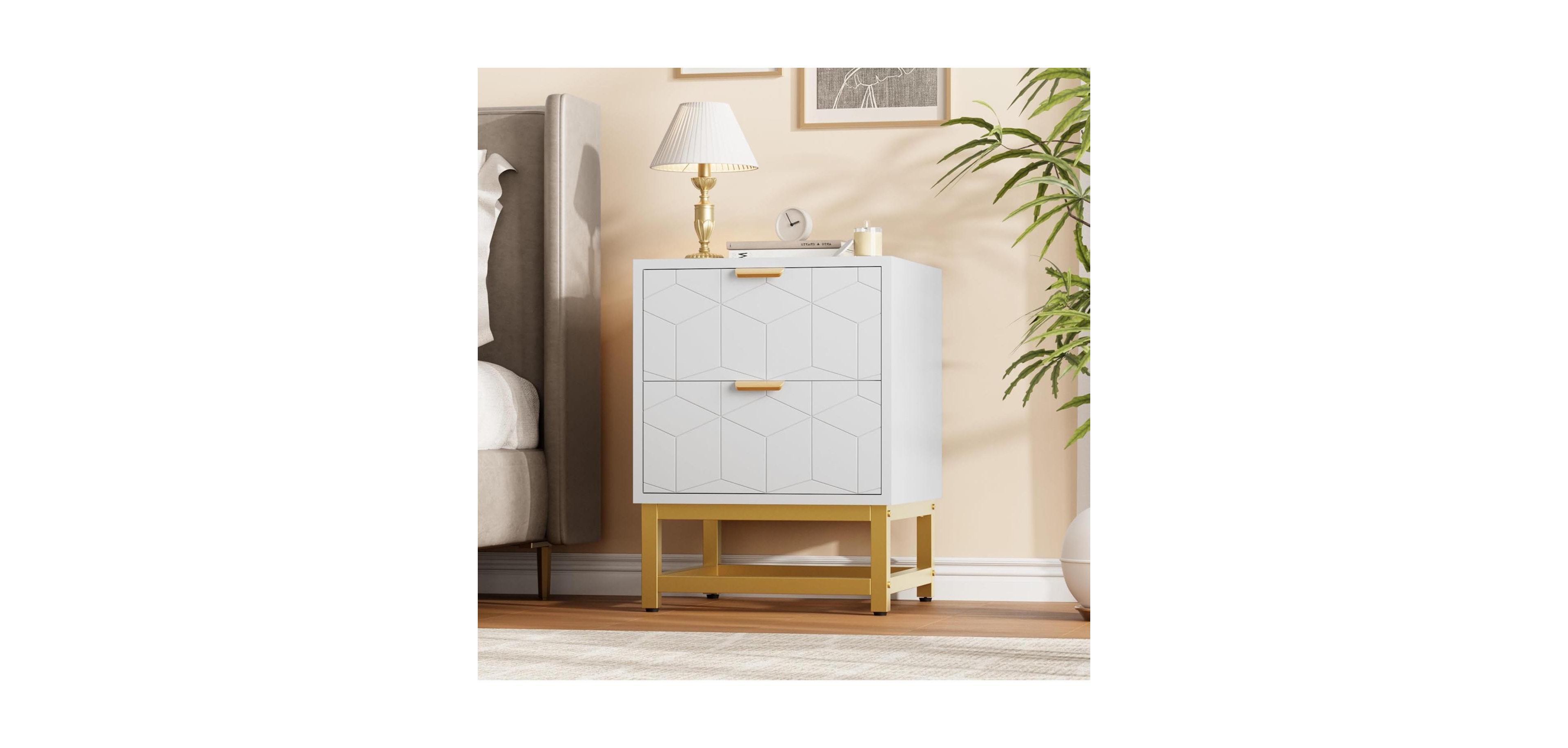 gaomon 2 Drawer Dresser, Small Dresser Chest of Drawers, Modern Nightstand for Bedroom, End Table with Drawer for Living Room, Hallway, Entryway