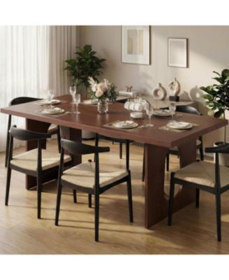 71" Long Dining Table for 6-10 People - Farmhouse Kitchen Table with Extra Thick Tabletop & Heavy-Duty Metal Legs, Sturdy Rectangular Table