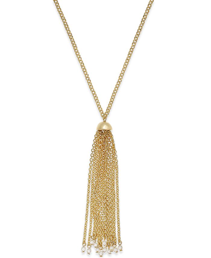 Lauren Ralph Lauren Gold-Tone Long Tassel Pendant Necklace - Macy's