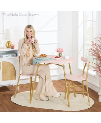 3-Piece Oval Dining Table Set, Modern Small Kitchen Dinette w/ 2 Chairs