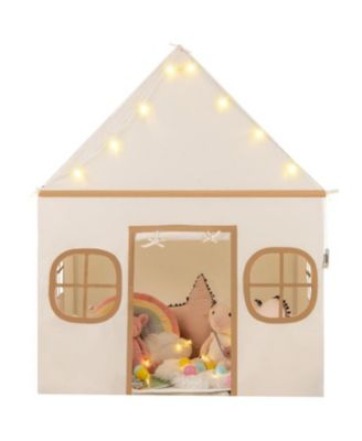 Large Kids Playhouse Tent with Door Curtain, Windows, Star Lights