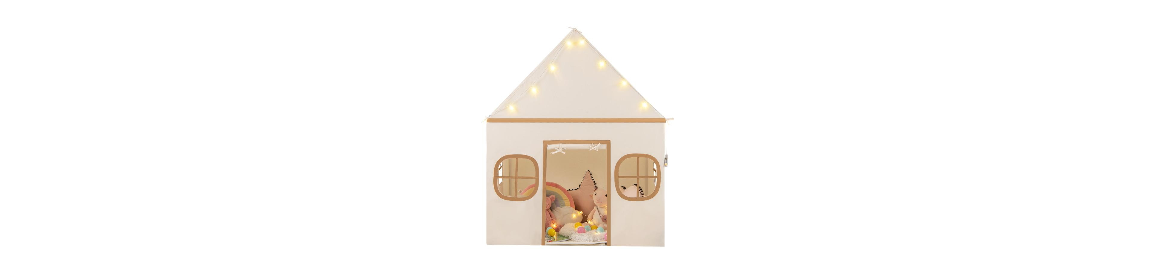 Slickblue Large Kids Playhouse Tent with Door Curtain, Windows, Star Lights