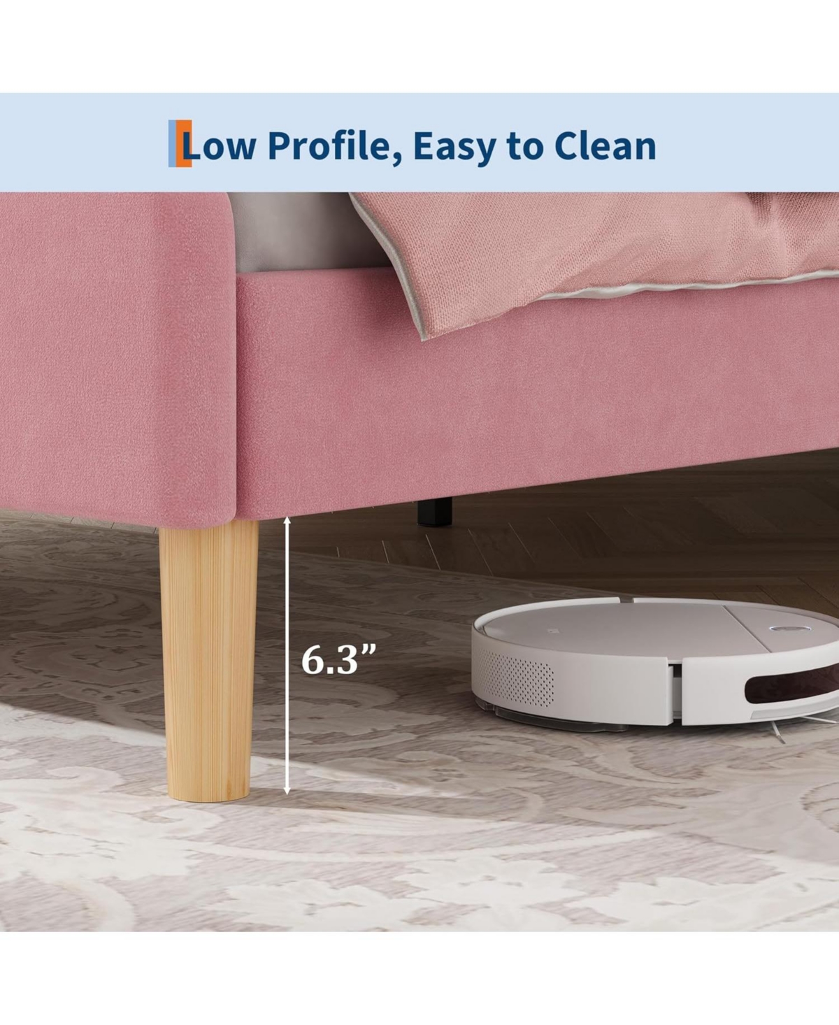 gaomon Bed Frame with Adjustable Led Headboard, Velvet Upholstered Princess Platform Bedframe with Footboard for Kids/Girls