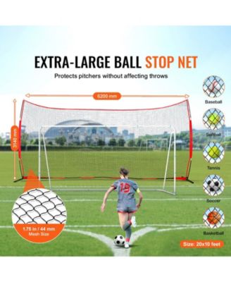 Barricade Backstop Net, 20x10 ft Sports Barrier Netting with Carry Bag, Practice Screen for Baseball, Softball, Soccer and Hockey