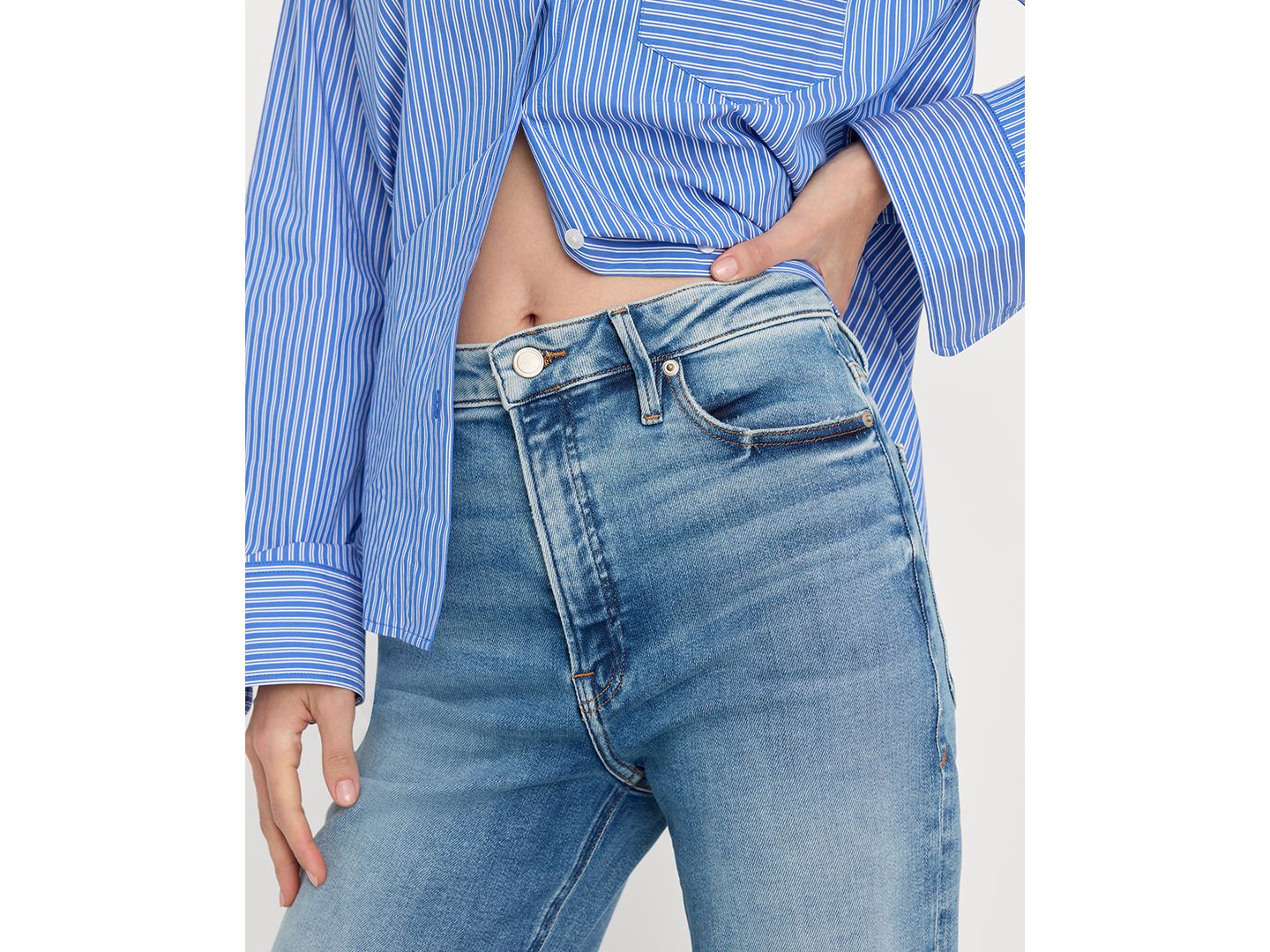 Женские джинсы Good American Straight High-Rise-Jeans, цвет: Индиго — фото 3