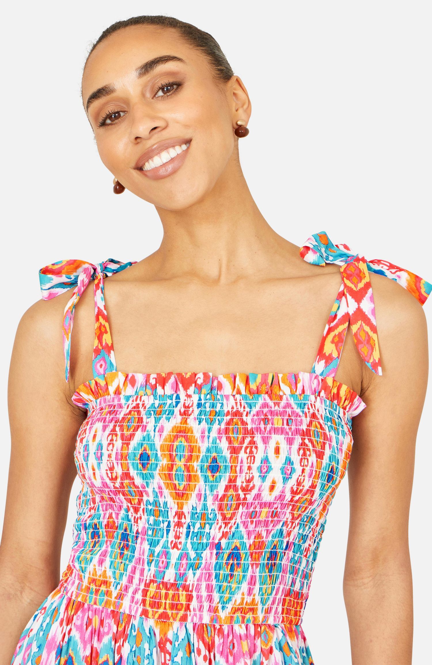 Women's Ikat Print Maxi Sun Dress