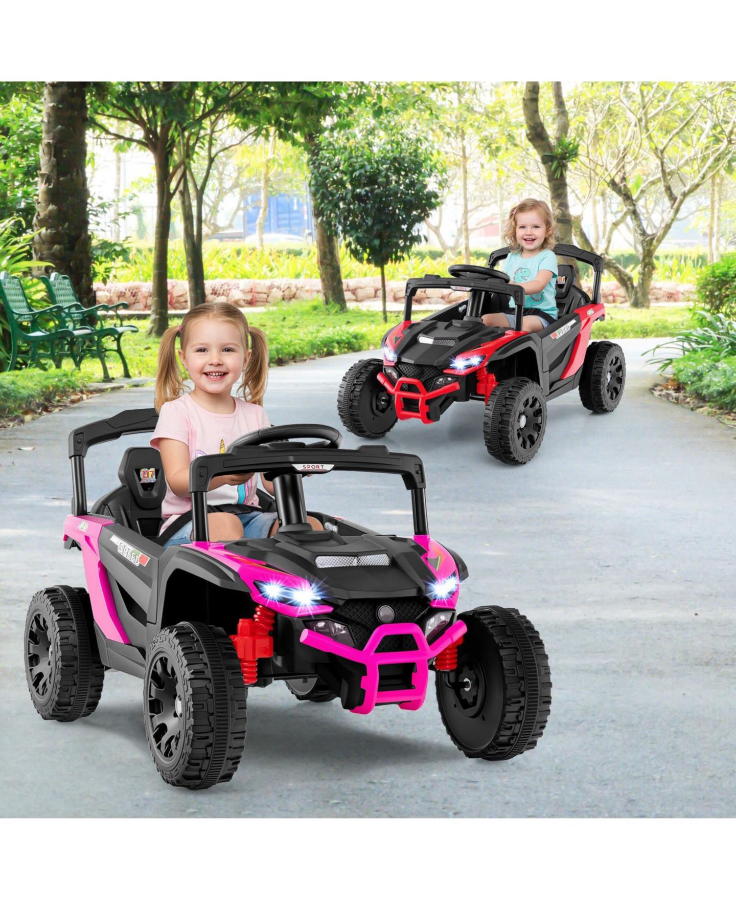 Детская игрушка Mecale 12V Electric Remote Control Ride-On UTV with LED Lights, Ages 3-8, цвет: Розовый — фото 3