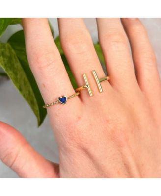 Blue Sapphire Bezel Heart Ring 14K Gold