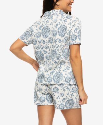 Women's Josephine Notched Collared Shirt and Shorts Pajama Set Style 900871