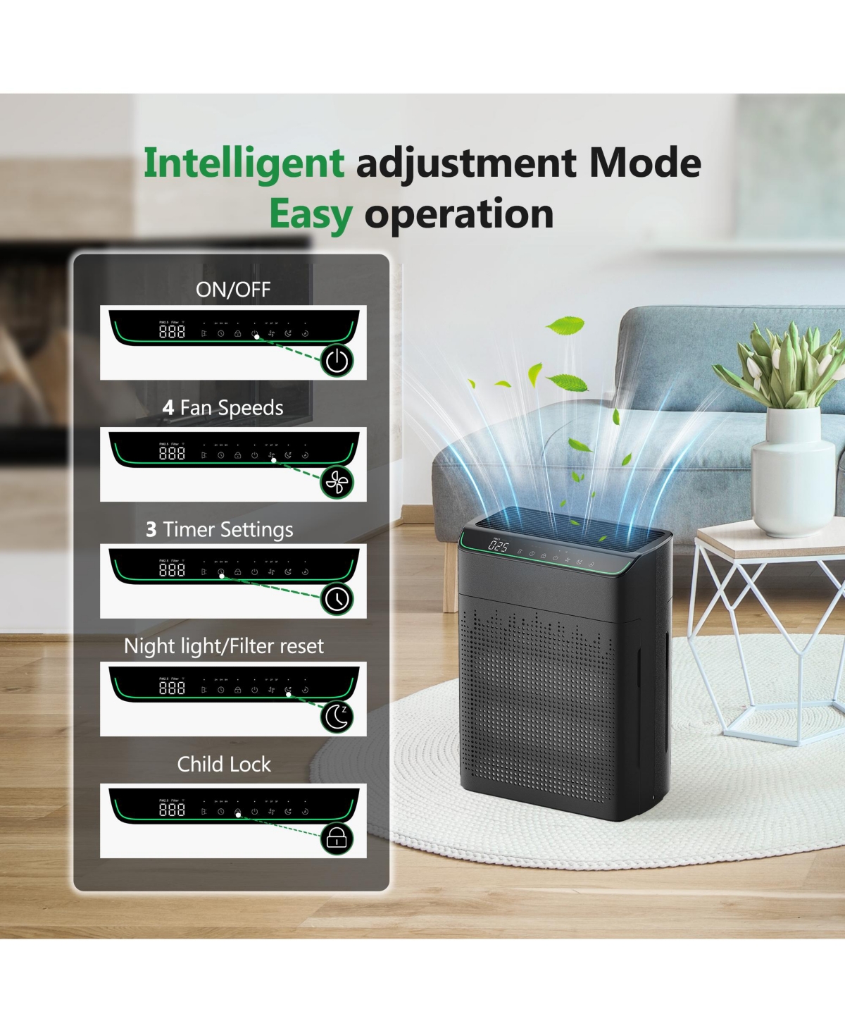 Morento Smart Hepa Air Purifier for Home, Voice & App Contorl, PM2.5 Display, Quality Monitor, Up to 1290 Sqft