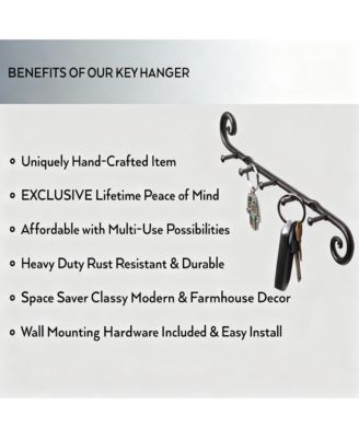 Farmhouse Key Rack - 5 Hooks Wall Organizer for Home Decor