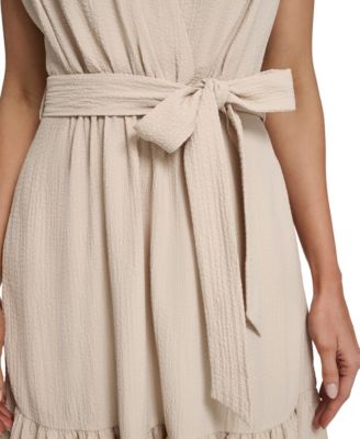 Women's Tiered Belted Surplice Dress