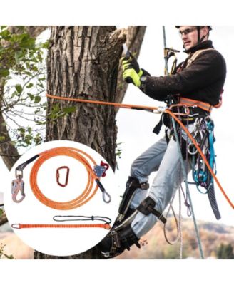 “1/2'' x 12' Steel Core Arborist Flipline with Snap Hook, Carabiner & Tool Lanyard—Durable Tree Climbing Flip Line.”