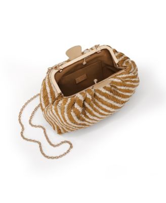 Woman's Indigo Tiger Jacquard Raffia Pouch Clutch