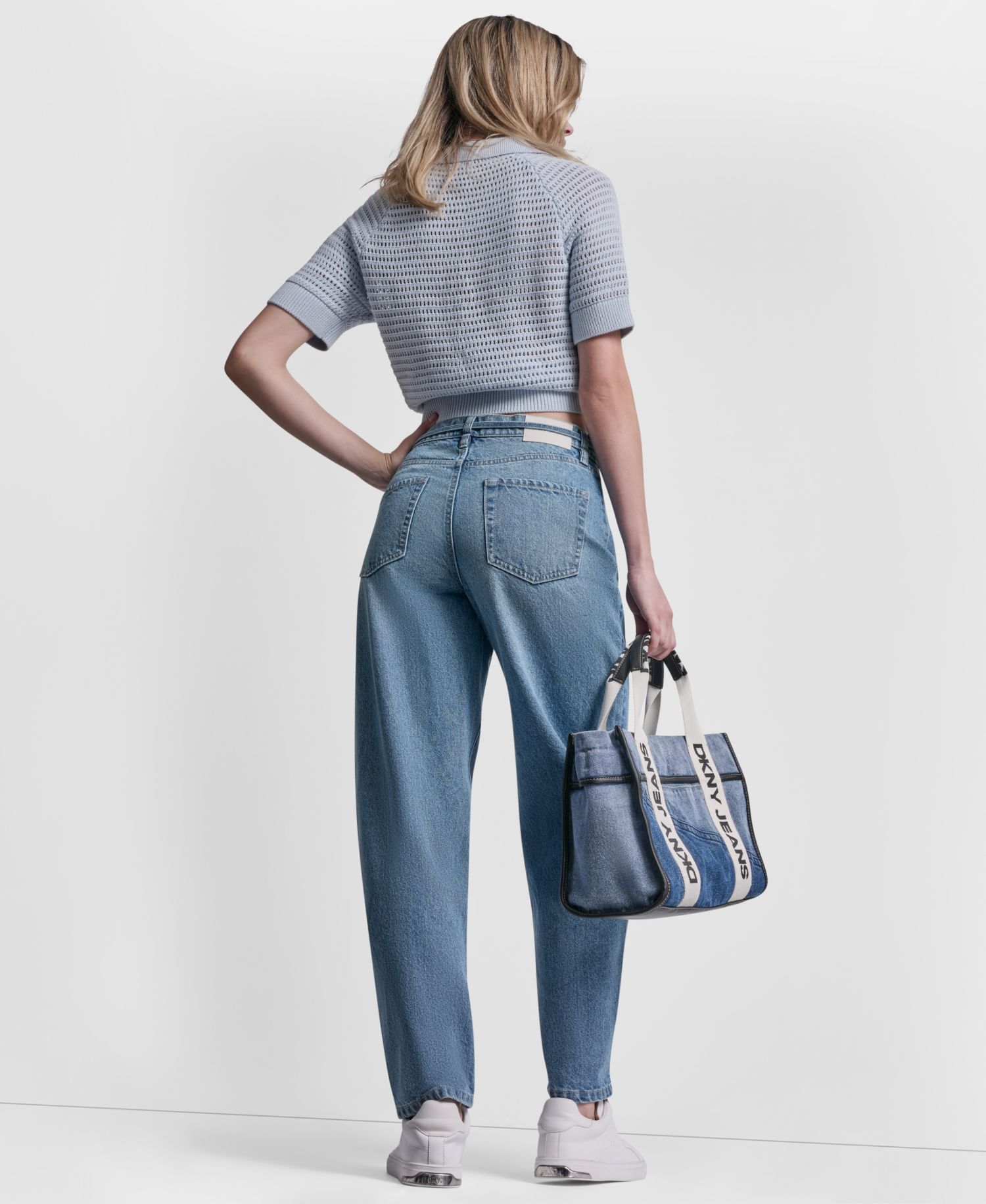 Women's Mid-Rise Forward Seamed Barrel Jeans With Self-Belt