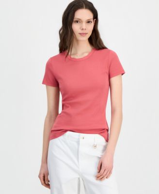 Women's Scallop-Trim Cotton Short-Sleeve T-Shirt 