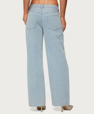 Women's Pinstripe Low Rise Baggy Jeans