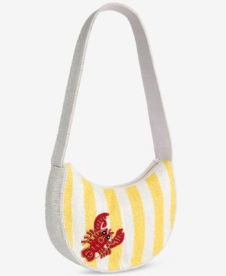 Beaded Half Moon Shoulder Bag