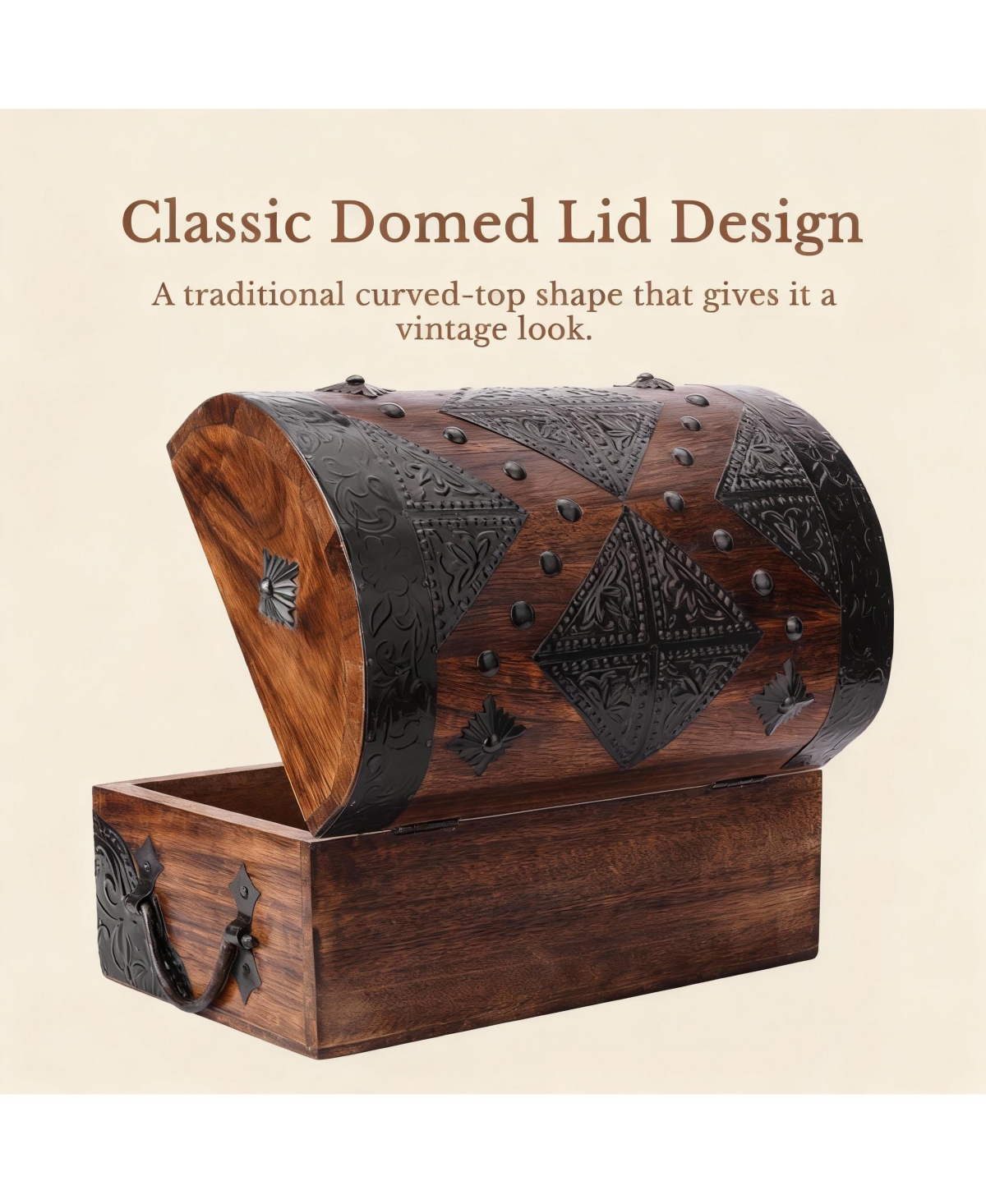 Yigii Handcrafted Rustic Pirate Treasure Box for Trinkets