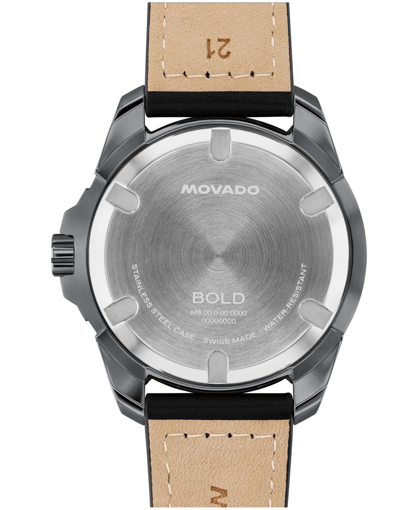 Мужские часы Movado Bold Verso S Swiss Quartz Black Leather Watch, 42mm — фото 2