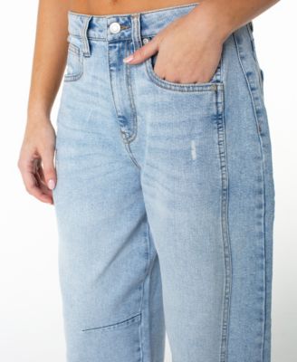 Juniors' High Rise Barrel-Leg Jeans