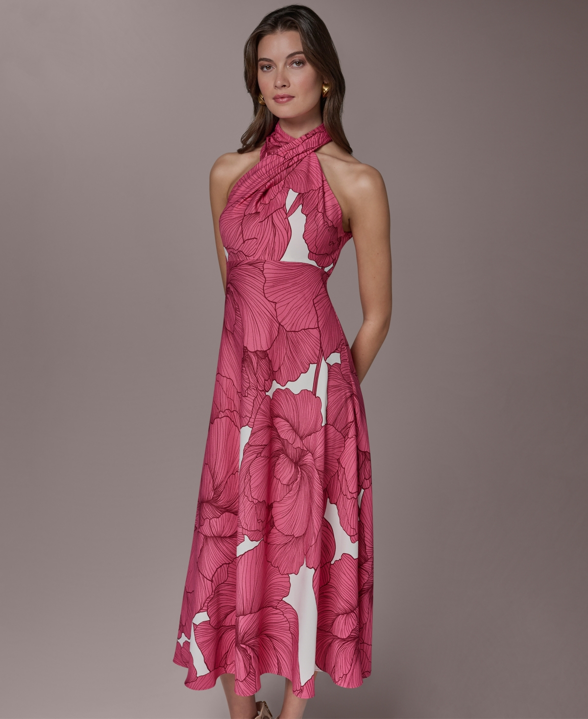 Donna Karan New York Women's Halter Neck Midi Dress