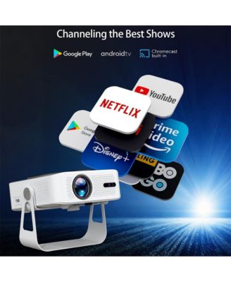 Portable 1080P Projector with 360° Stand, Auto Focus & Keystone, Netflix Built-in