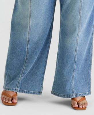 Trendy Plus Size Tie-Waist Wide-Leg Jeans